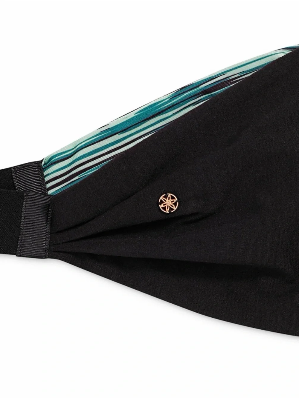 GAIAM Reversible Striped Teal and Black 7” Wide Headband w/Stay put design! NWT